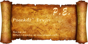 Psenkó Ervin névjegykártya